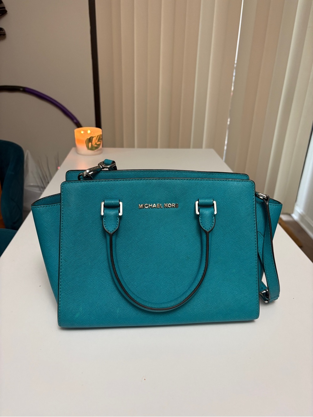Michael Kors Teal Saffiano Leather Satchel